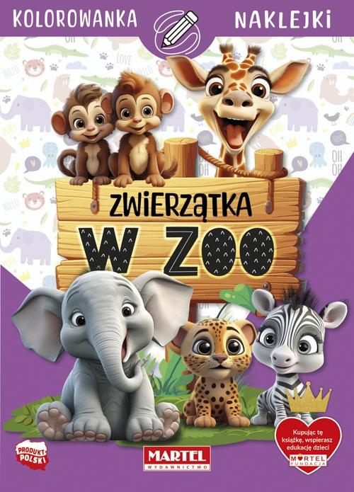 Kolorowanka. Zwierzątka w zoo z naklejkami