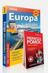 Książka - Europa atlas samochodowy 1:800 000 + Pierwsza pomoc - krok po kroku - ilustrowana instrukcja