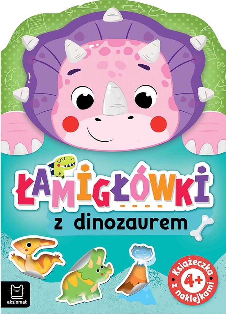 Książka Łamigłówki z dinozaurem. Książeczka z naklejkami 4+