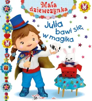 Mała dziewczynka. Julia bawi się w magika