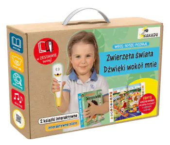 Mówiąca książka interaktywna &bdquo;Widzę, słyszę, poznaję. Dźwięki wokół mnie i Zwierzęta świata&rdquo; (zestaw z piórem Kakadu)