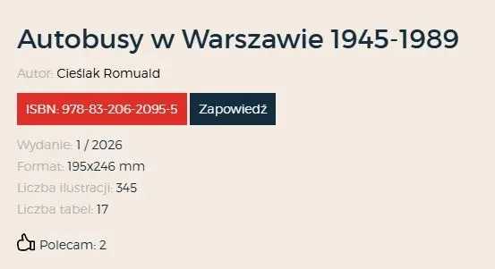 Książka - Autobusy w Warszawie 1945-1989