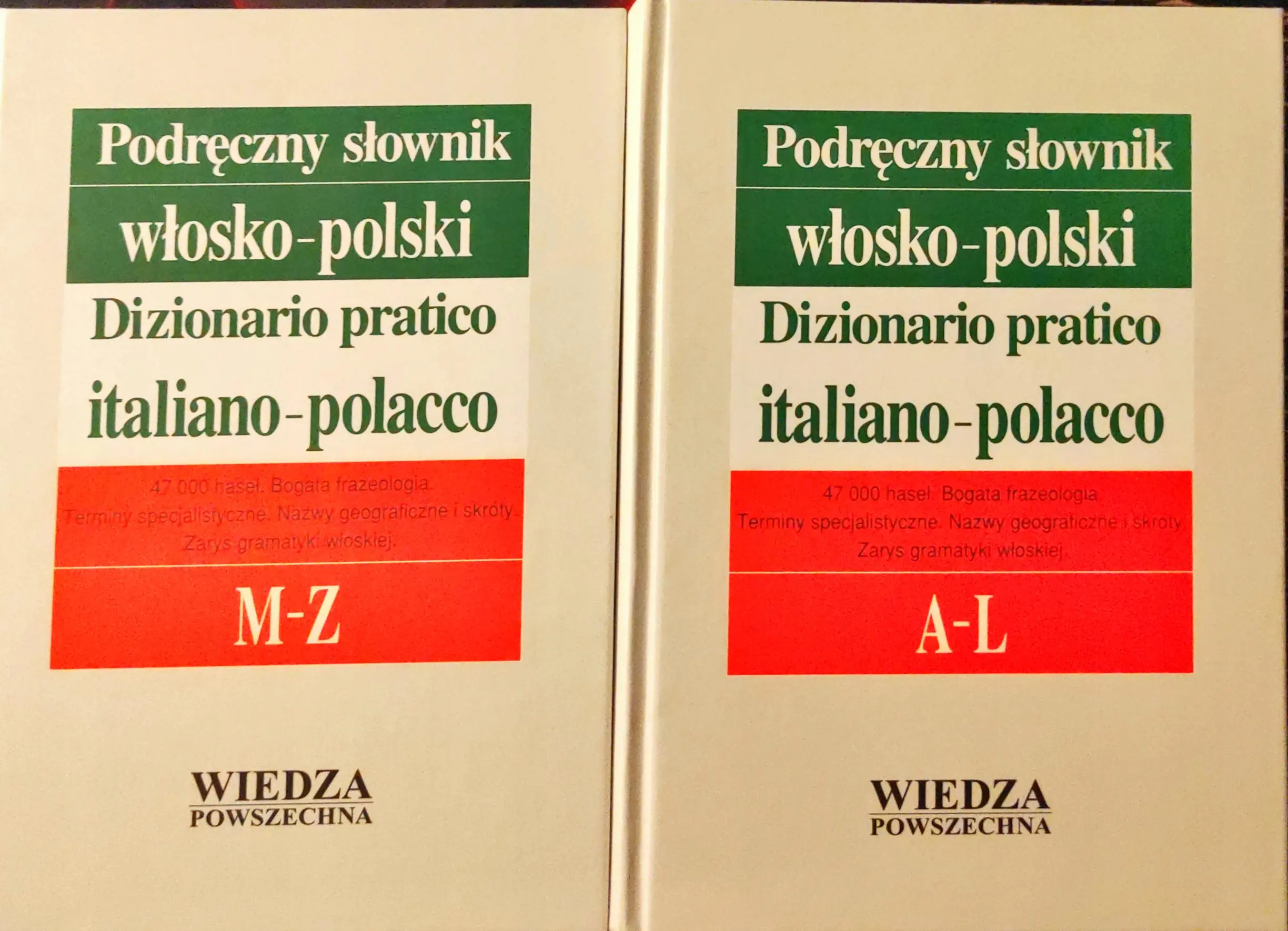 Książka - Podręczny słownik włosko-polski T. 1 A-L, T. 2 M-Z