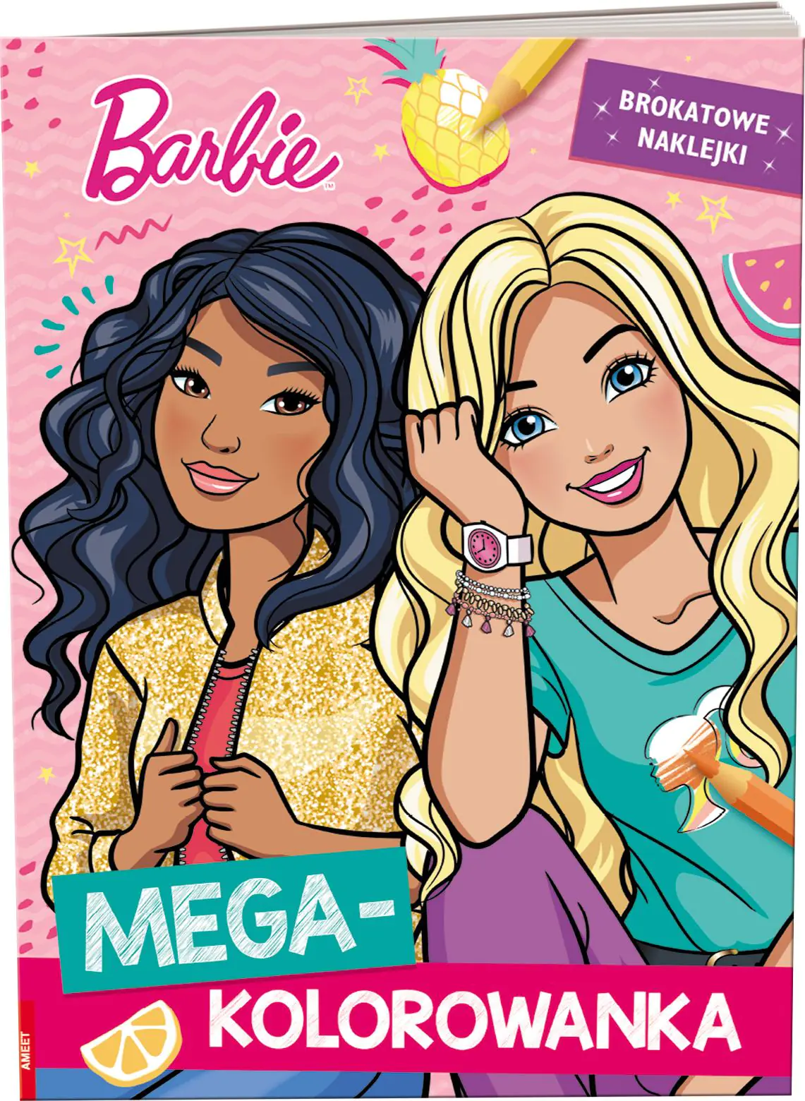 Książka - Barbie. Megakolorowanka. Brokatowe naklejki