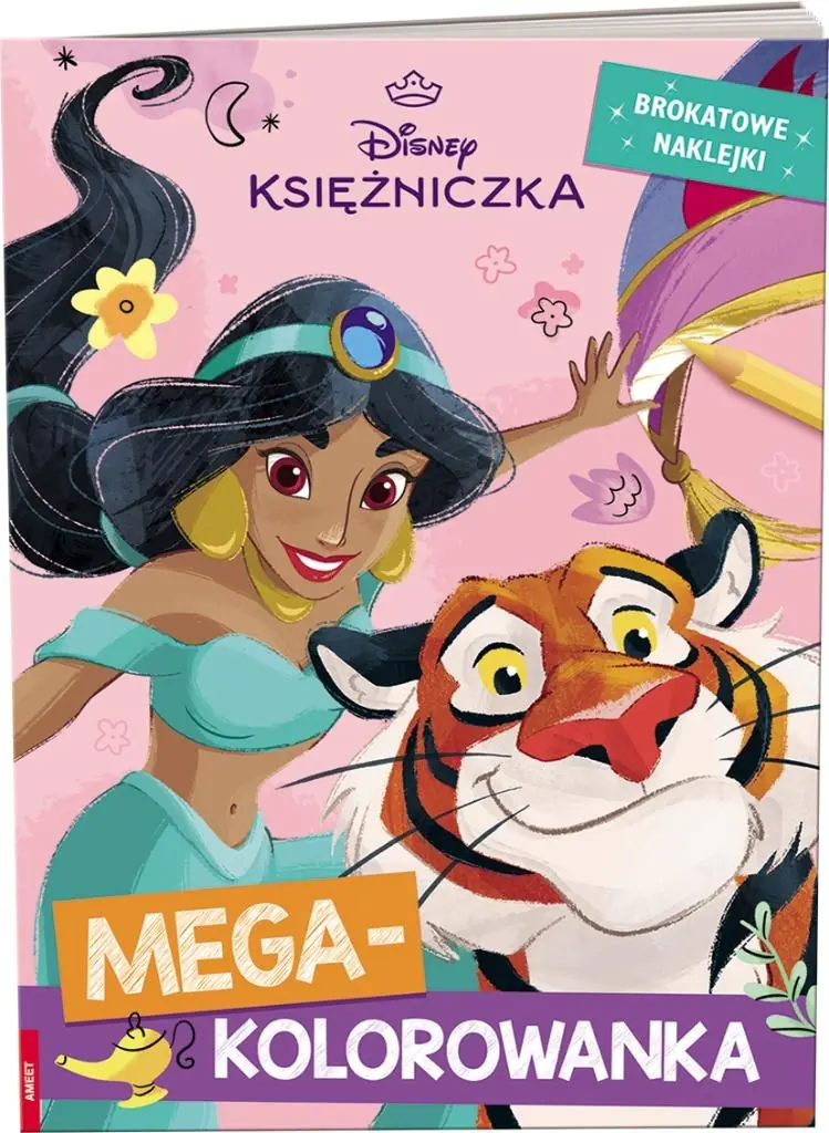 Książka - Disney Księżniczka. Megakolorowanka. Brokatowe naklejki