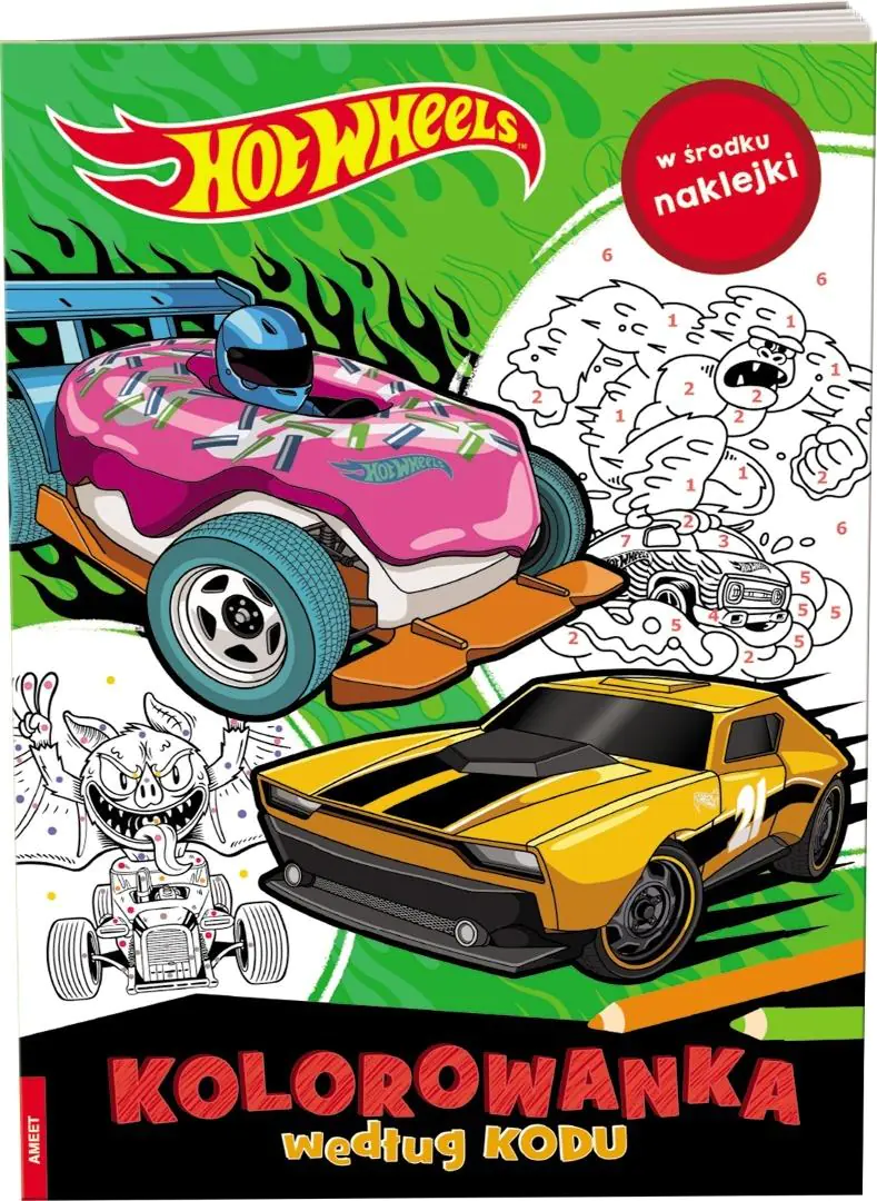 Książka - Mattel Hot Wheels. Kolorowanka według kodu