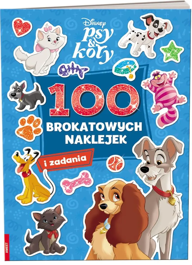 Książka - Disney. Psy & koty. 100 Brokatowych Naklejek