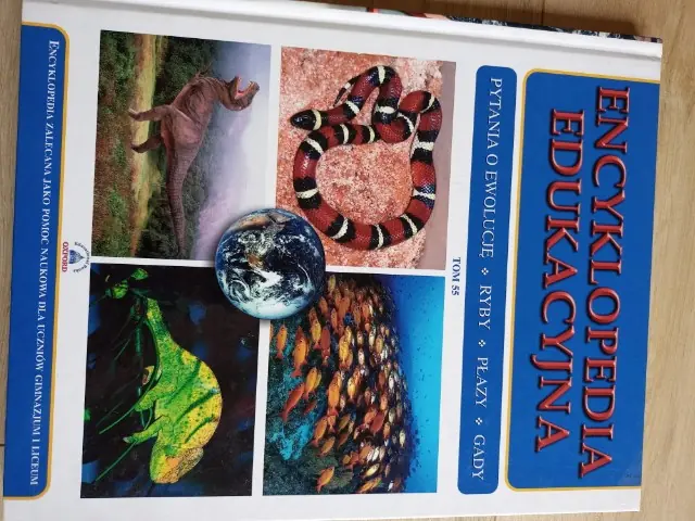 Książka - Encyklopedia edukacyjna. Tom 55. Pytania o ewolucję. Ryby. Płazy. Gady