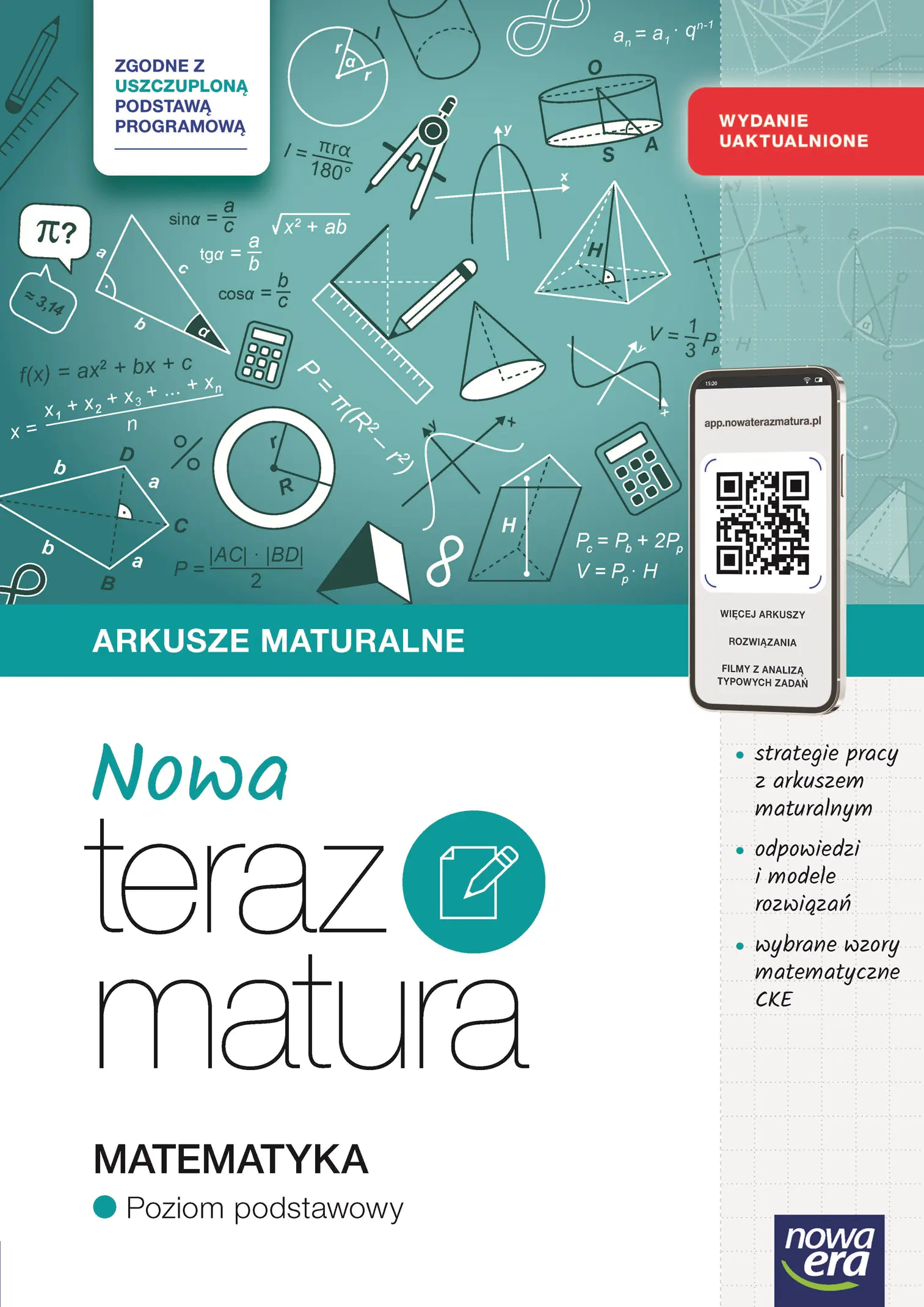 Książka - NOWA Teraz matura. Matematyka. Arkusze maturalne z materiałami cyfrowymi. Poziom podstawowy. Wydanie uaktualnione