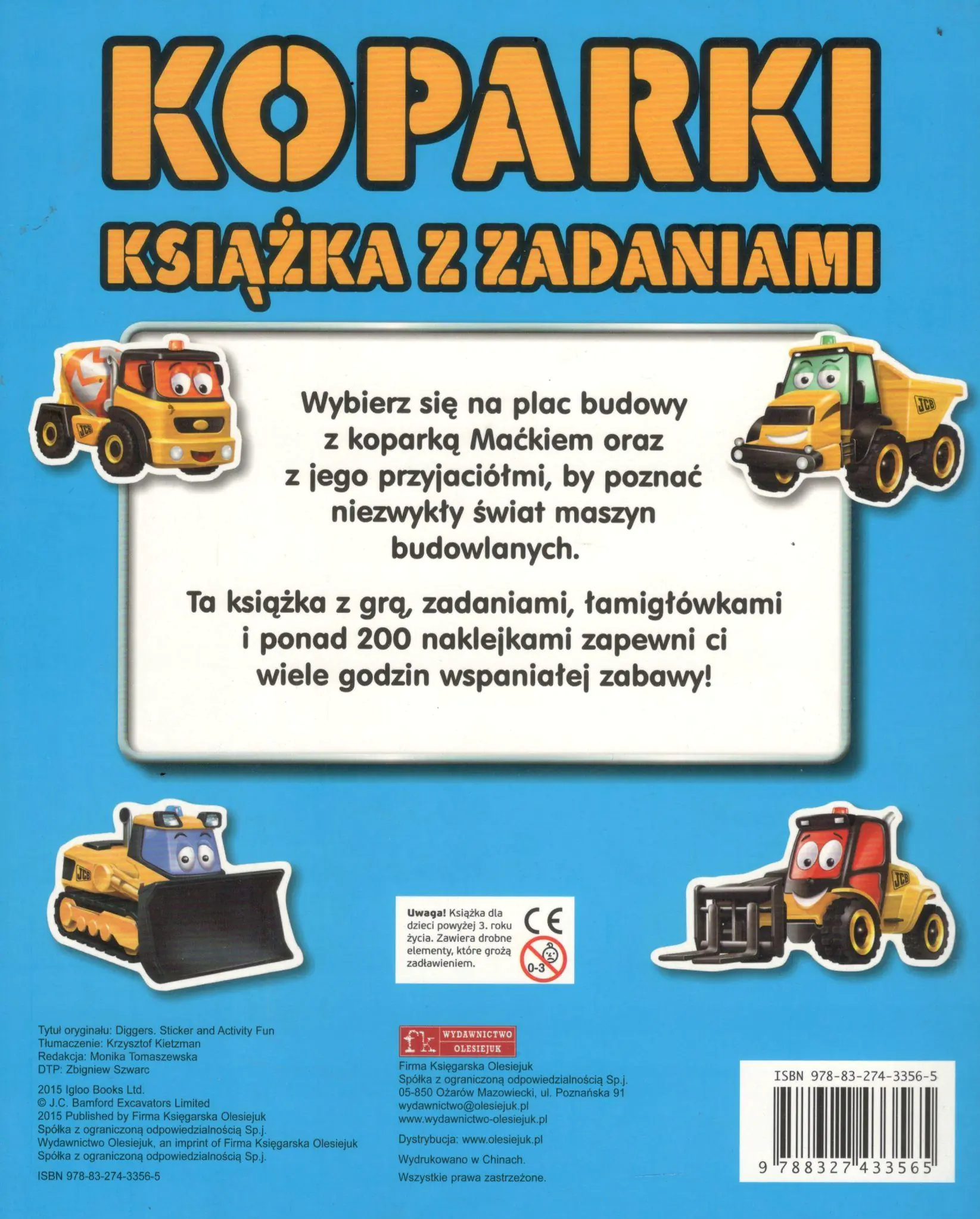 Książka - Koparki. Książka z zadaniami