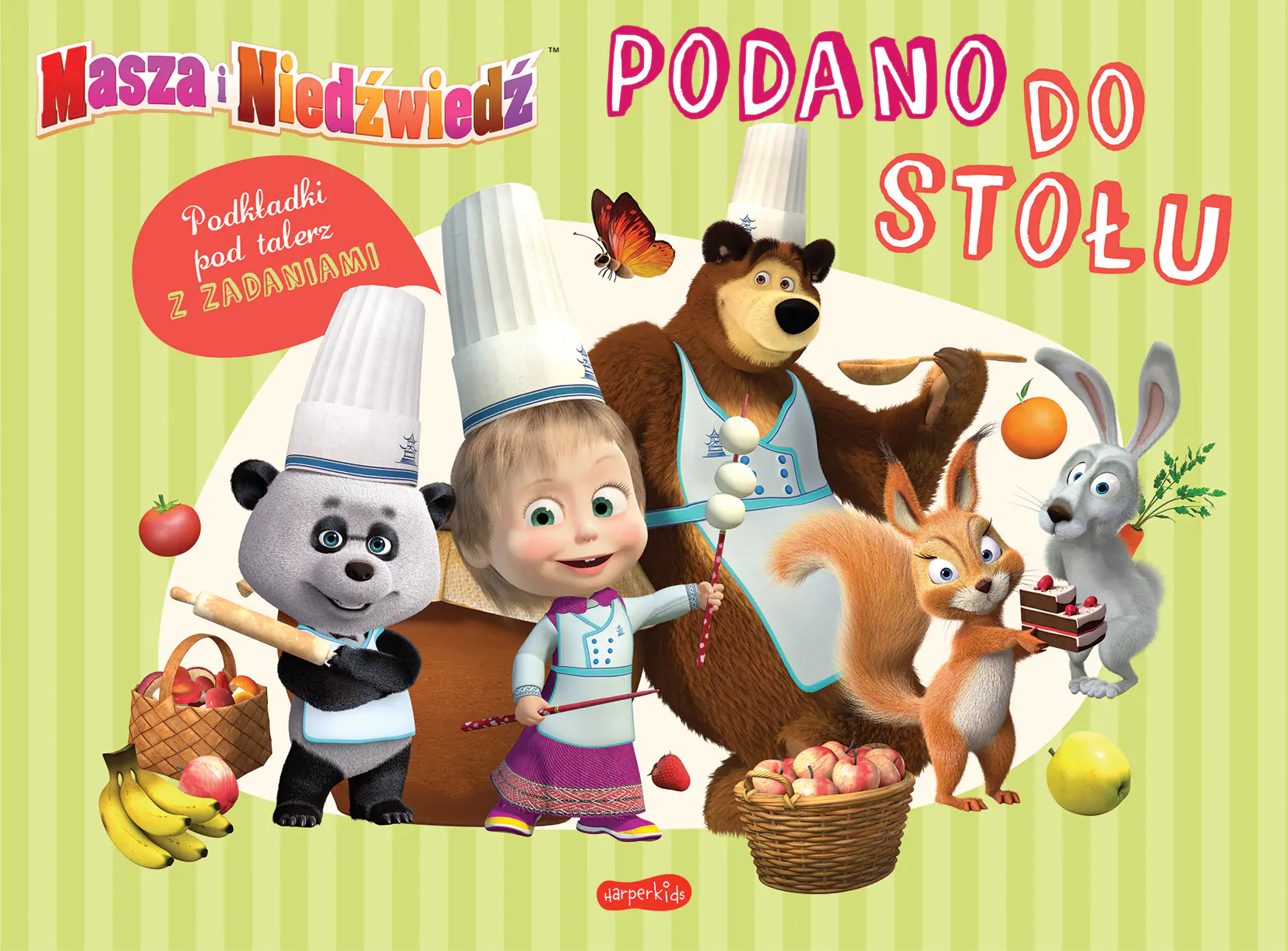 Książka - Podano do stołu. Podkładki pod talerz z zadaniami Masza i niedźwiedź. Podano do stołu