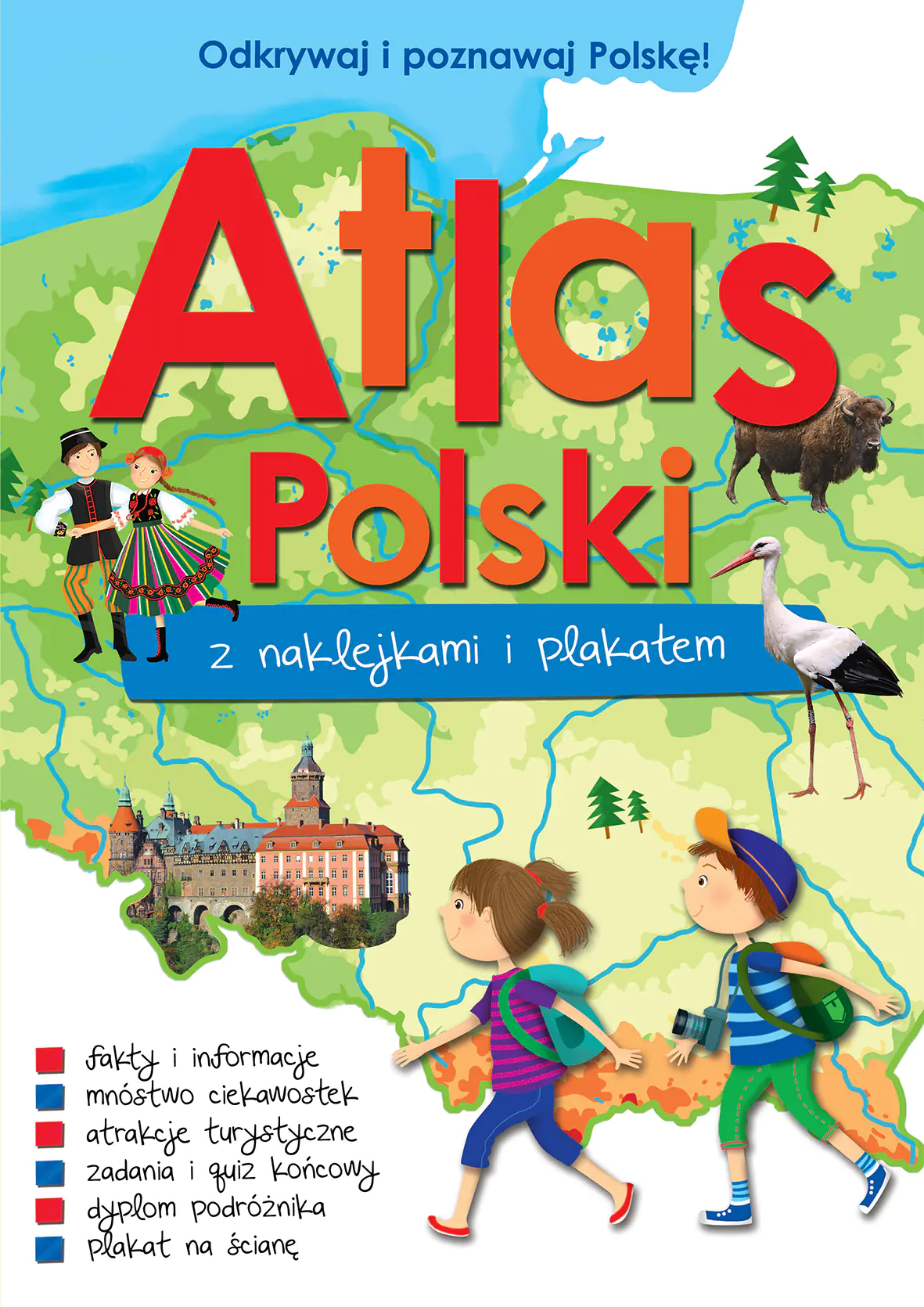 Książka - Atlas Polski z naklejkami i plakatem