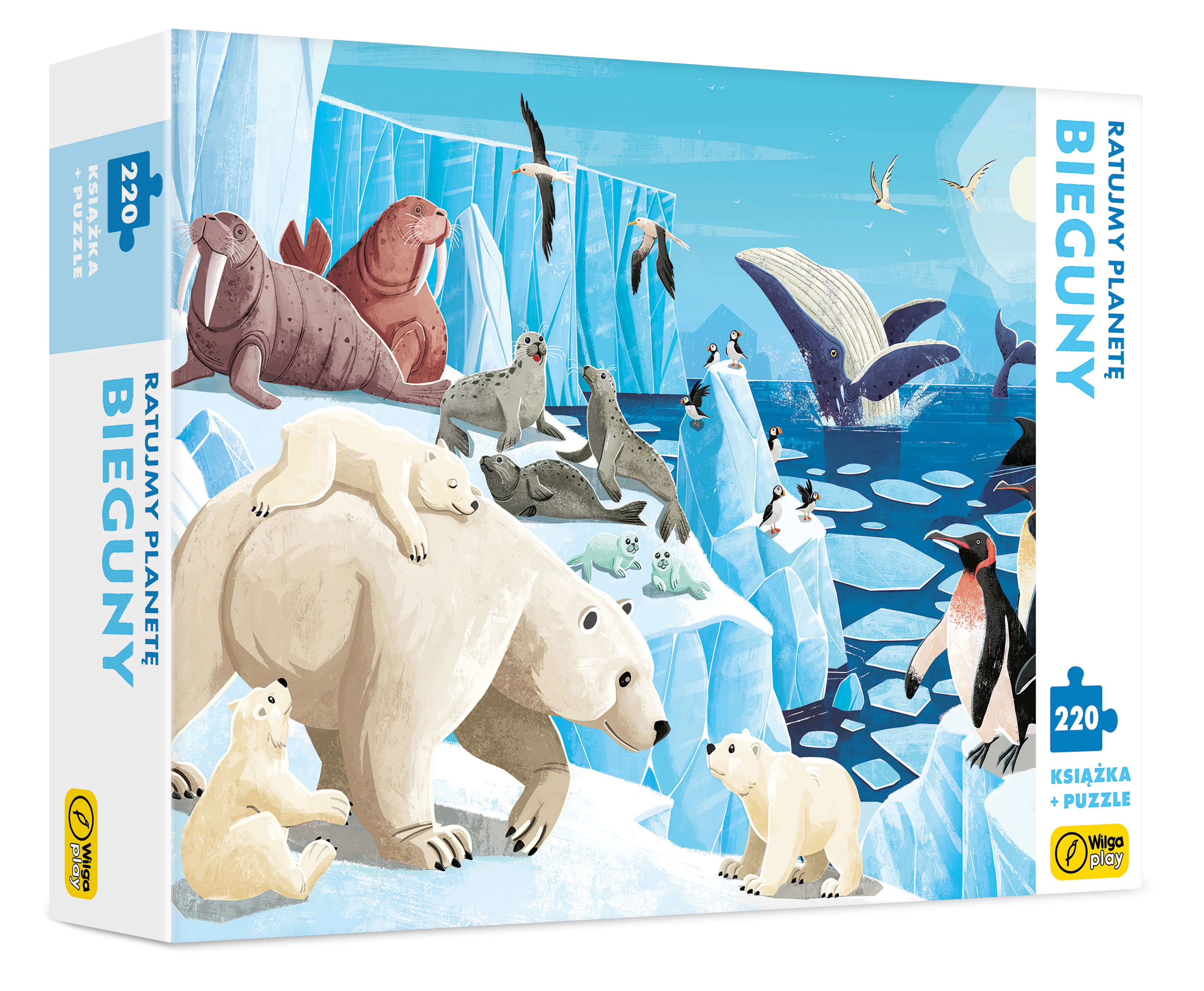 Książka - Puzzle 220 el. Bieguny. Ratujmy planetę. + książka
