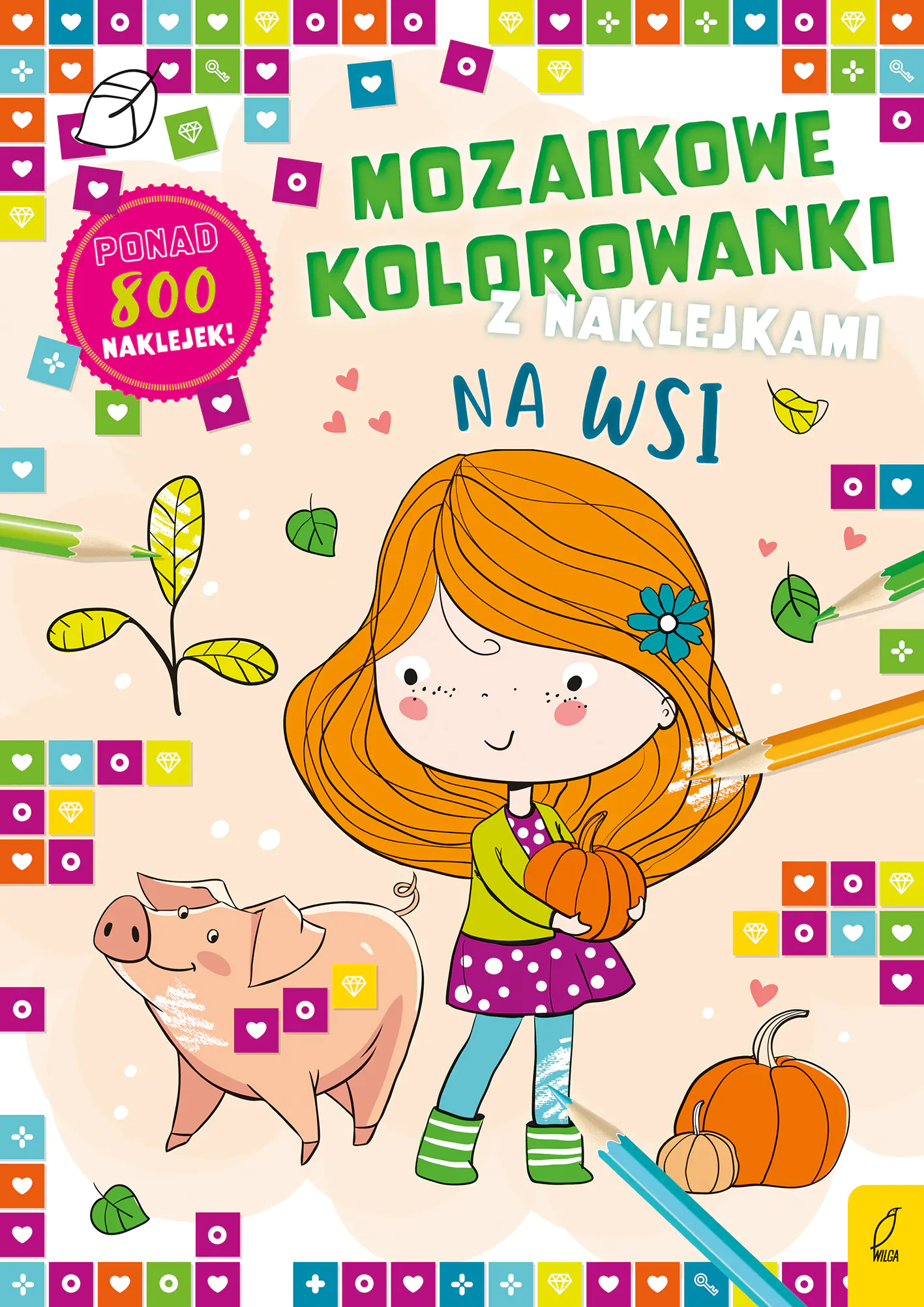 Książka - Foksal, Malowanka A4 mozaikowe kolorowanki na wsi naklejki, 099364