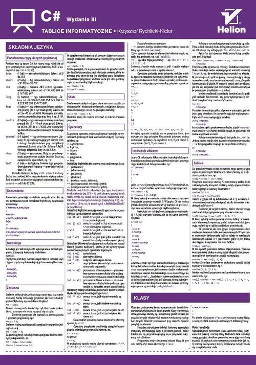 Książka - Tablice informatyczne. C#