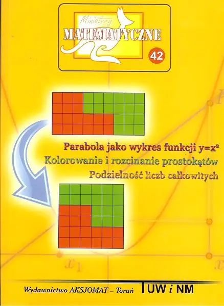 Książka - Miniatury matematyczne 42. Parabola jako wykres funkcji. Kolorowanie i rozcinanie prostokątów. Podzielność liczb całkowitych