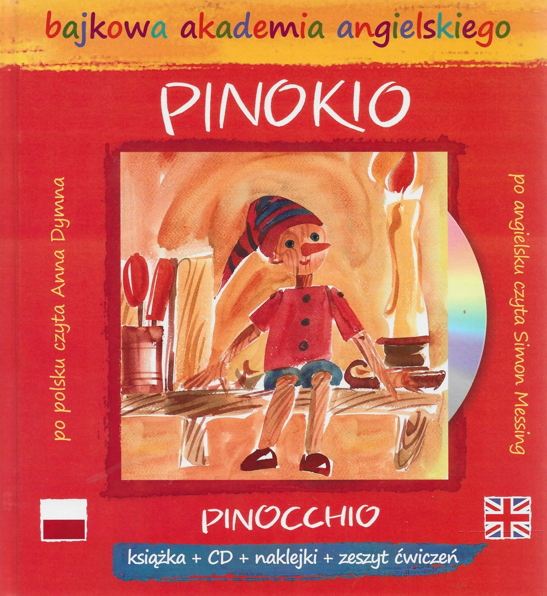 Książka - Bajkowa akademia angielskiego. Tom 11. Pinokio / Pinocchio (książka   CD   naklejki   zeszyt ćwiczeń)