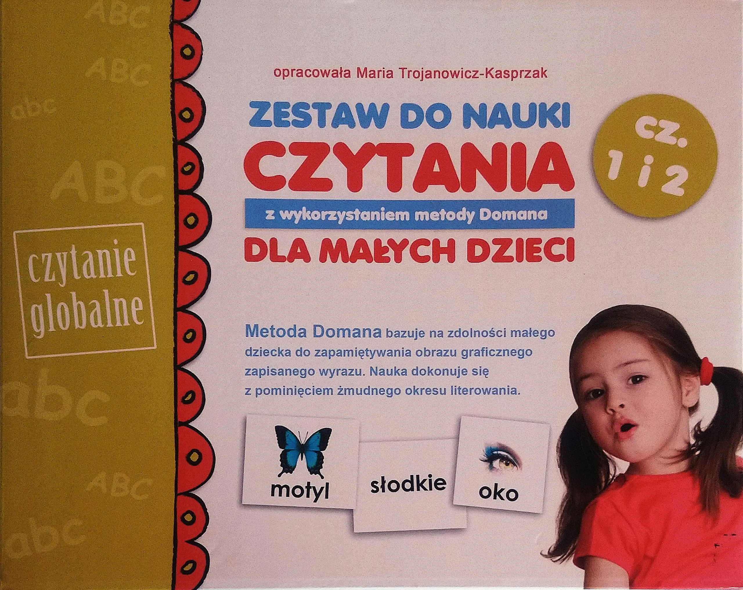 Książka - Zestaw do nauki czytania z wykorzystaniem metody Domana Cz.1 i 2 dla małych dzieci