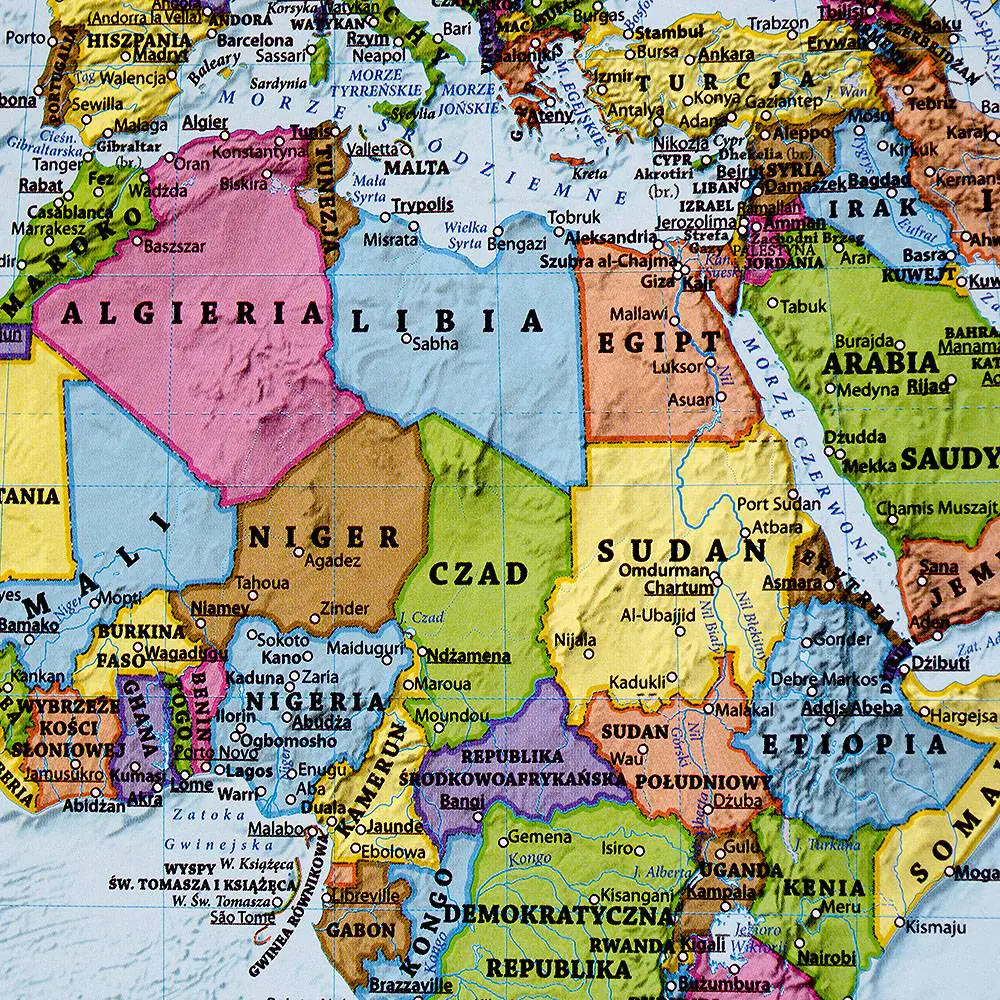 Książka - Świat. Mapa ścienna dwustronna fizyczno-polityczna