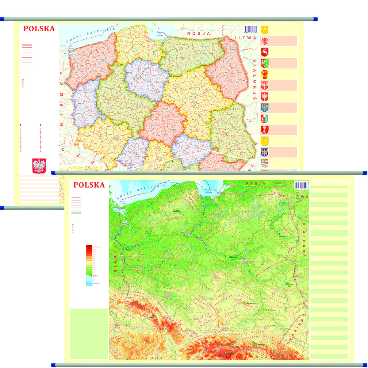 Książka - Polska. Mapa ścienna dwustronna fizyczno-administracyjna