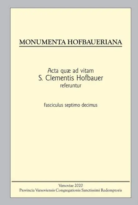 Książka - Monumenta Hofbaueriana Tom 17