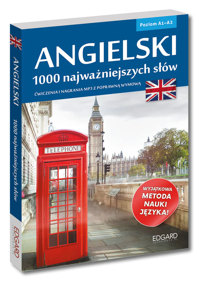 Książka - Angielski. 1000 najważniejszych słów. Ćwiczenia i nagrania mp3 z poprawną wymową. Poziom A1-A2