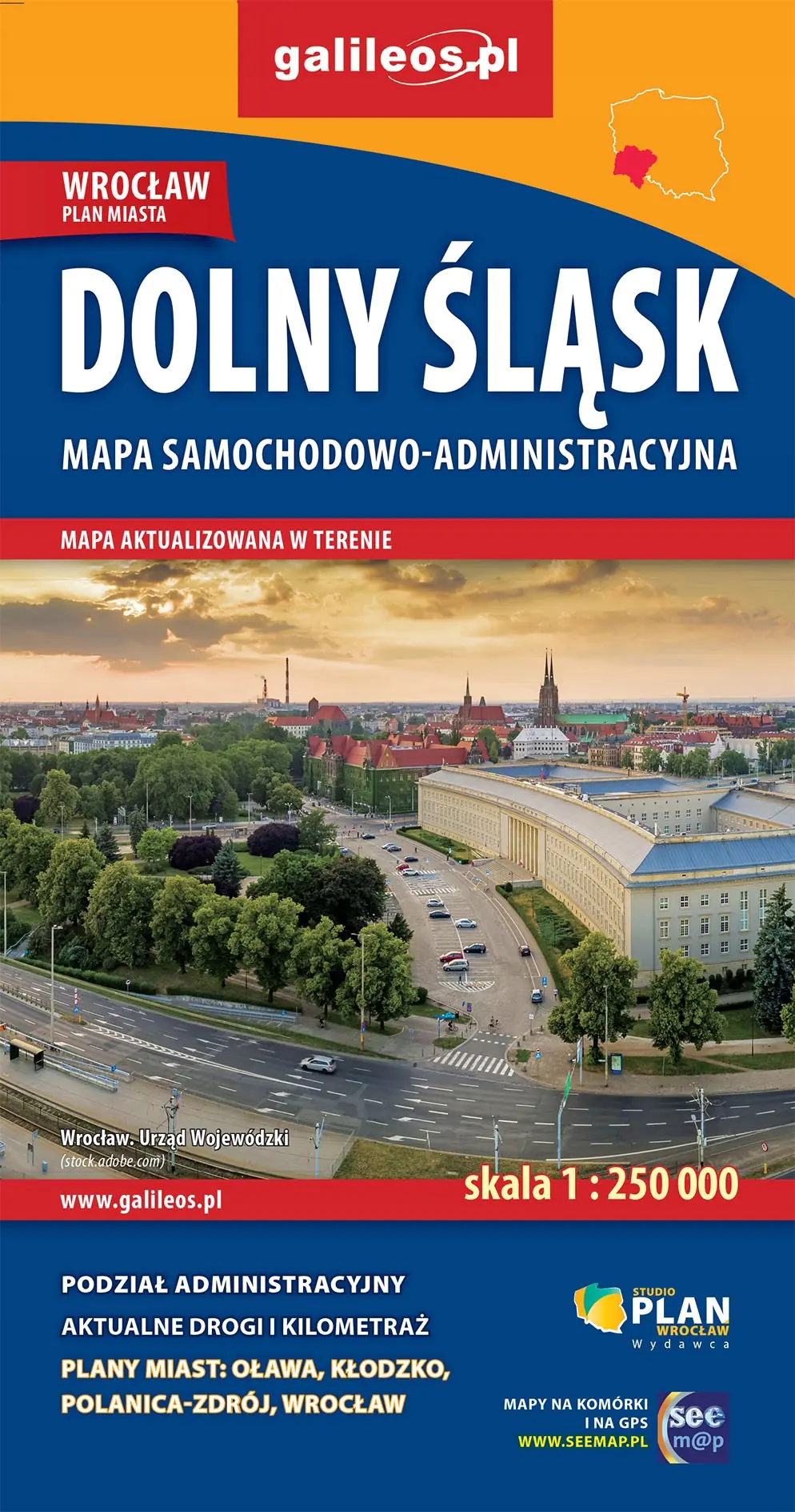 Książka - Dolny Śląsk mapa samochodowo - administracyjna z planami miast
