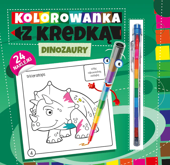 Książka - Dinozaury. Kolorowanka z kredką