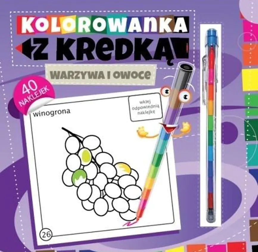Książka - Kolorowanka z kredką. Warzywa i owoce
