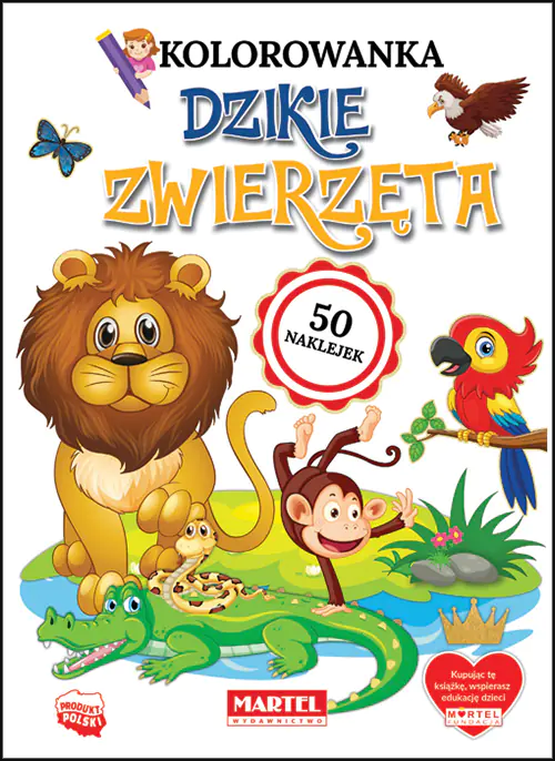 Książka - Kolorowanka Dzikie zwierzęta z naklejkami