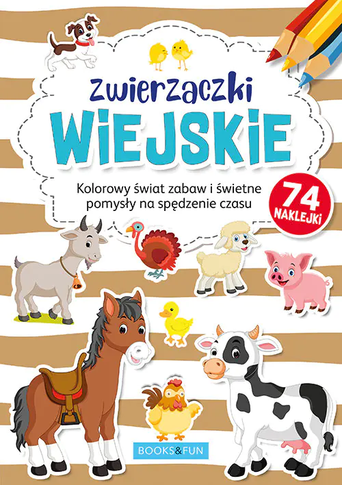 Książka - Zwierzaczki wiejskie plus naklejki. Kolorowanka