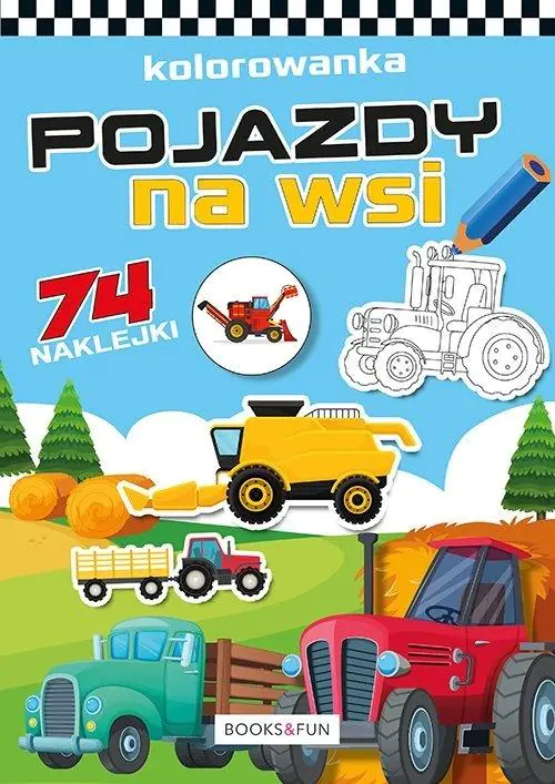 Książka - Pojazdy na wsi plus naklejki. Kolorowanka