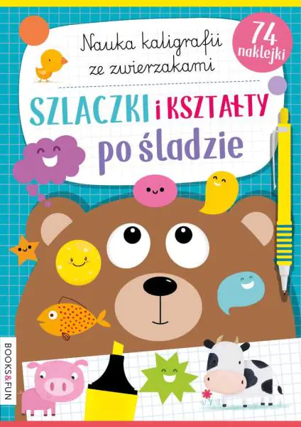 Książka - Szlaczki kształty po śladzie  nauka kaligrafii pieskami i kotkami