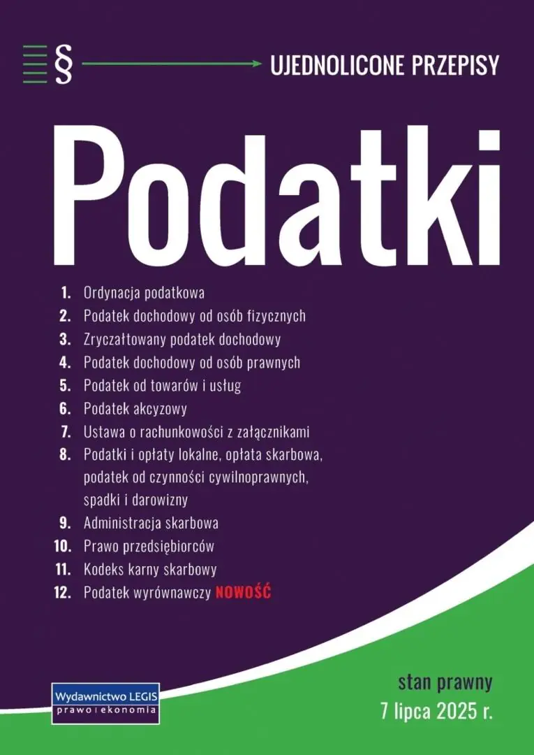Książka - Podatki - ujednolicone przepisy - 7.07.2025