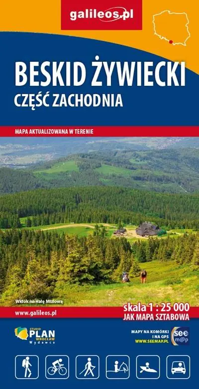 Książka - Beskid Żywiecki, cz. zach. Mapa turyst. 1:25 000