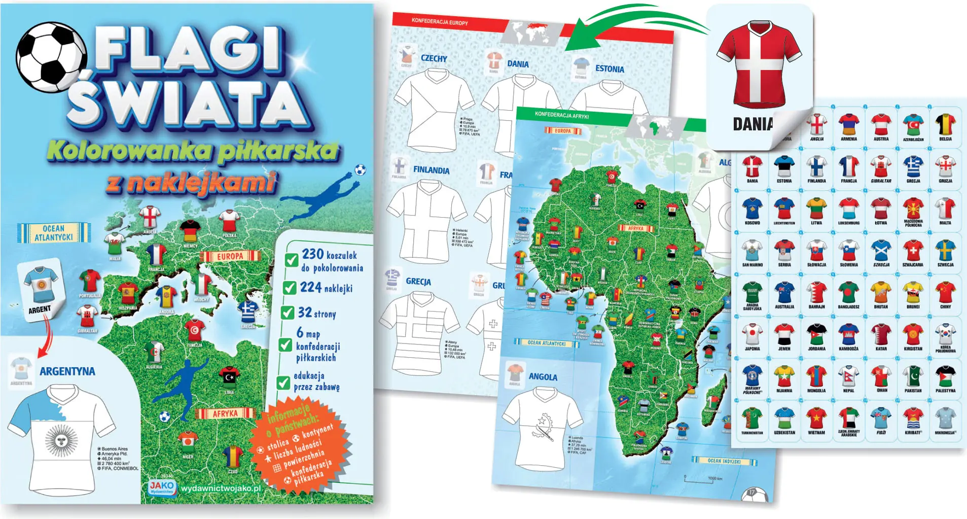 Książka - Flagi świata. Kolorowanka piłkarska z naklejkami