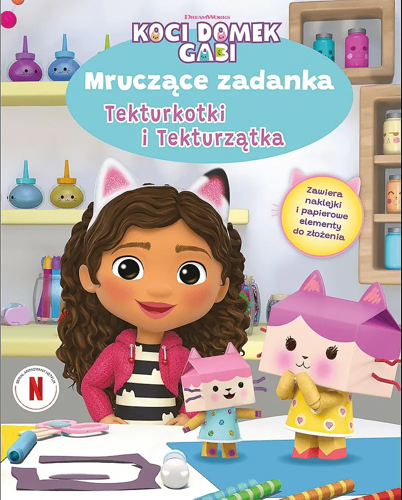 Książka - Koci domek Gabi. Mruczące zadanka. Kolorowanka, naklejki, rebusy, zadania