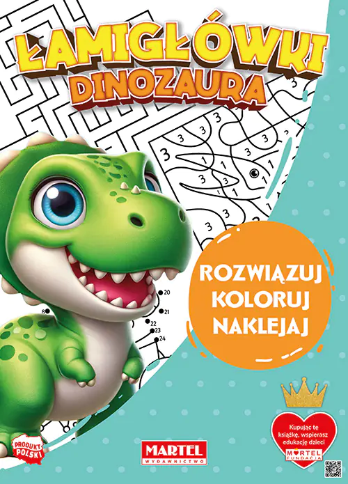 Książka - Łamigłówki dinozaura z naklejkami