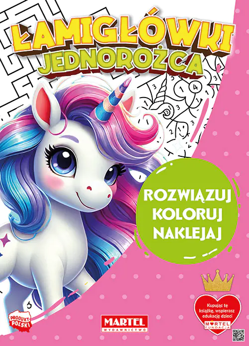 Książka - Łamigłówki jednorożca z naklejkami
