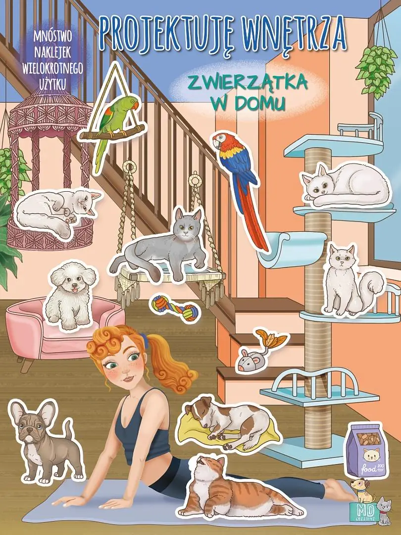 Książka - Projektuję wnętrza z naklejkami. Zwierzątka w domu