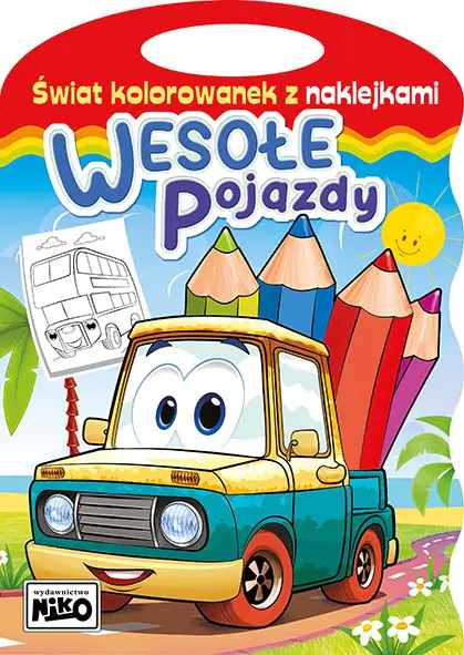 Książka - Wesołe pojazdy. Świat kolorowanek z naklejkami