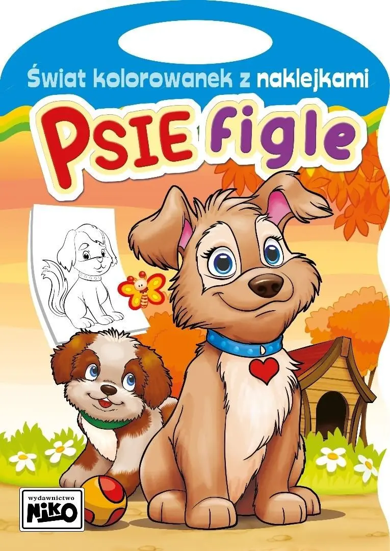 Książka - Psie figle. Świat kolorowanek z naklejkami