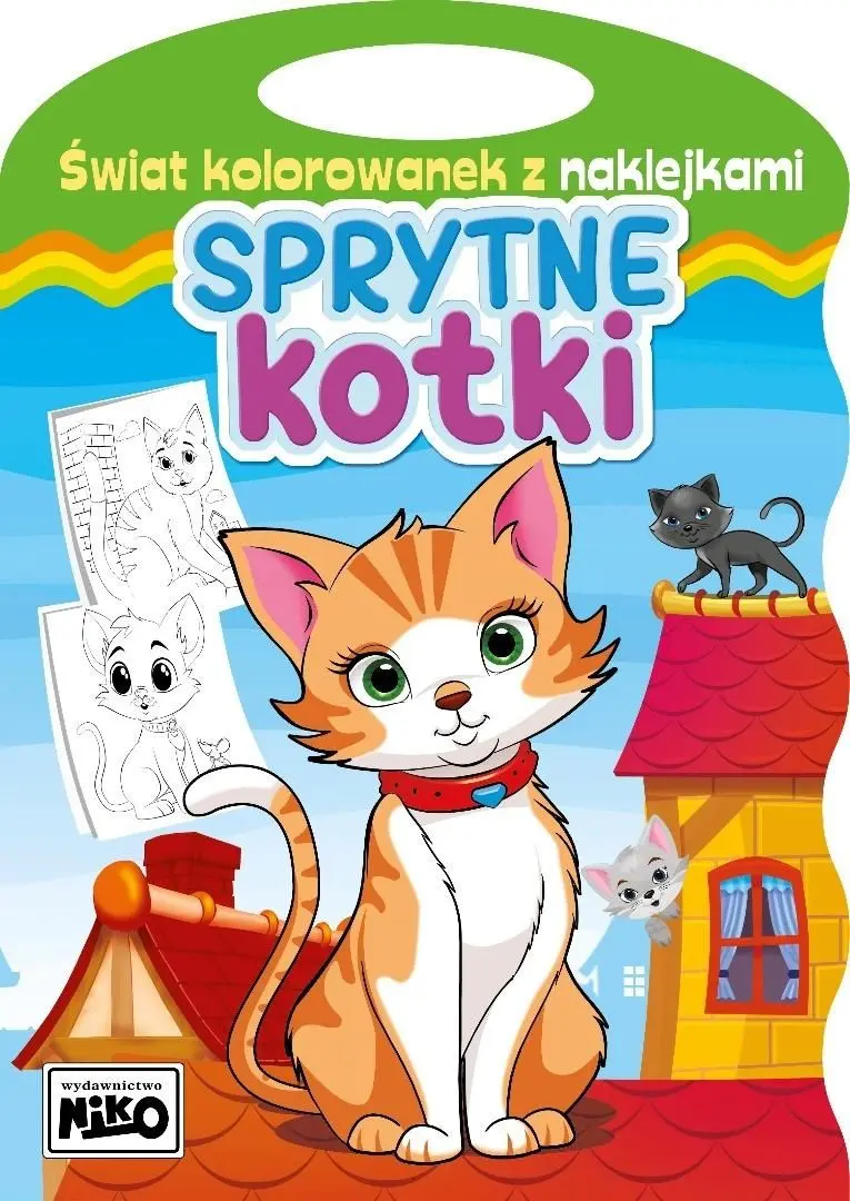 Książka - Sprytne kotki. Świat kolorowanek z naklejkami