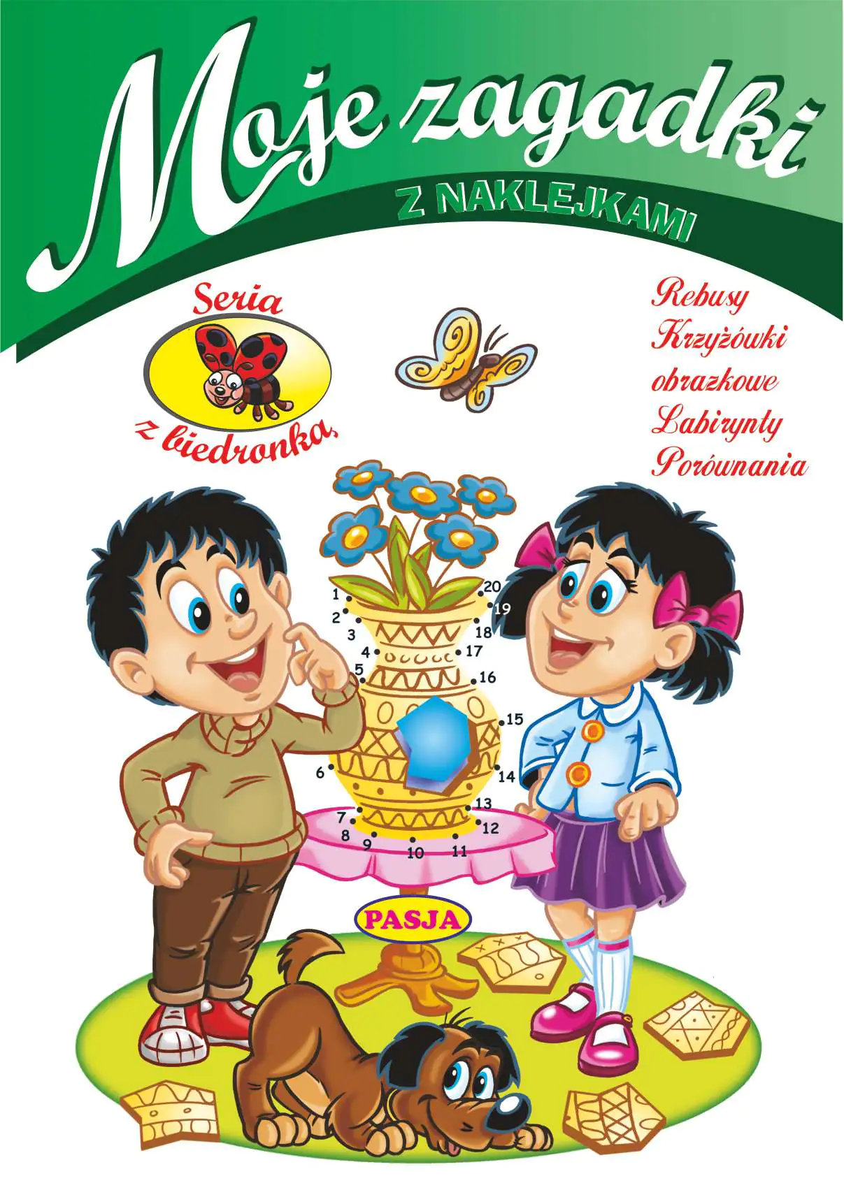Książka - Moje zagadki z naklejkami. Seria z biedronką