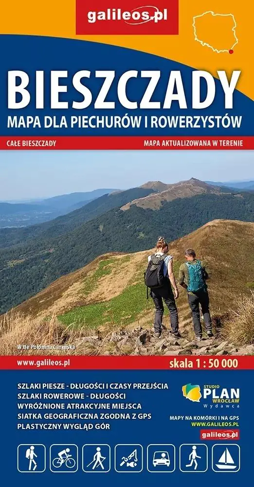 Książka - Mapa - Bieszczady dla Rowerzystów i piechurów 1:50 000
