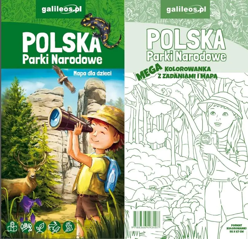 Książka - Polska Parki Narodowe - mapa+ MEGA KOLOROWANKA