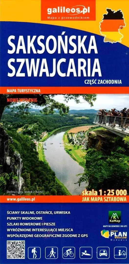 Książka - Saksońska Szwajcaria - część zachodnia. Mapa turystyczna w skali 1:25 000