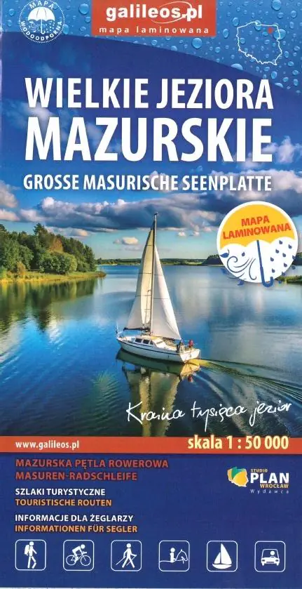 Książka - Mapa turystyczna Wielkie Jeziora Mazurskie lam.