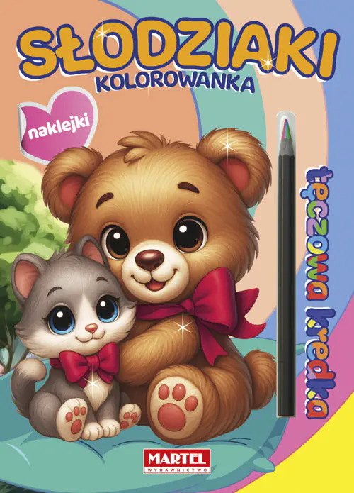 Książka - Słodziaki. Kolorowanka z naklejkami. Tęczowa kredka