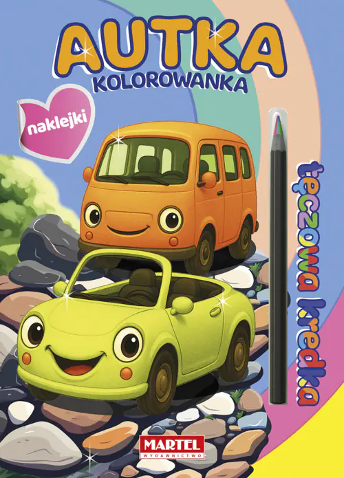 Książka - Tęczowa kredka. Autka z naklejkami